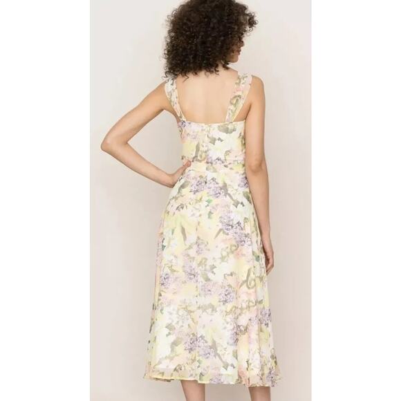 YUMI KIM 'Ariana' Garden Lemon Floral Chiffon Midi Sundress US Large - Picture 5 of 13